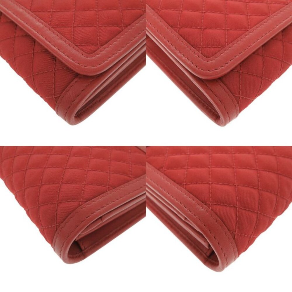 Prada 1 M1437 Nylon Leather Red Shoulder Wallet Long Wallet Red 1800 - Picture 4 of 8
